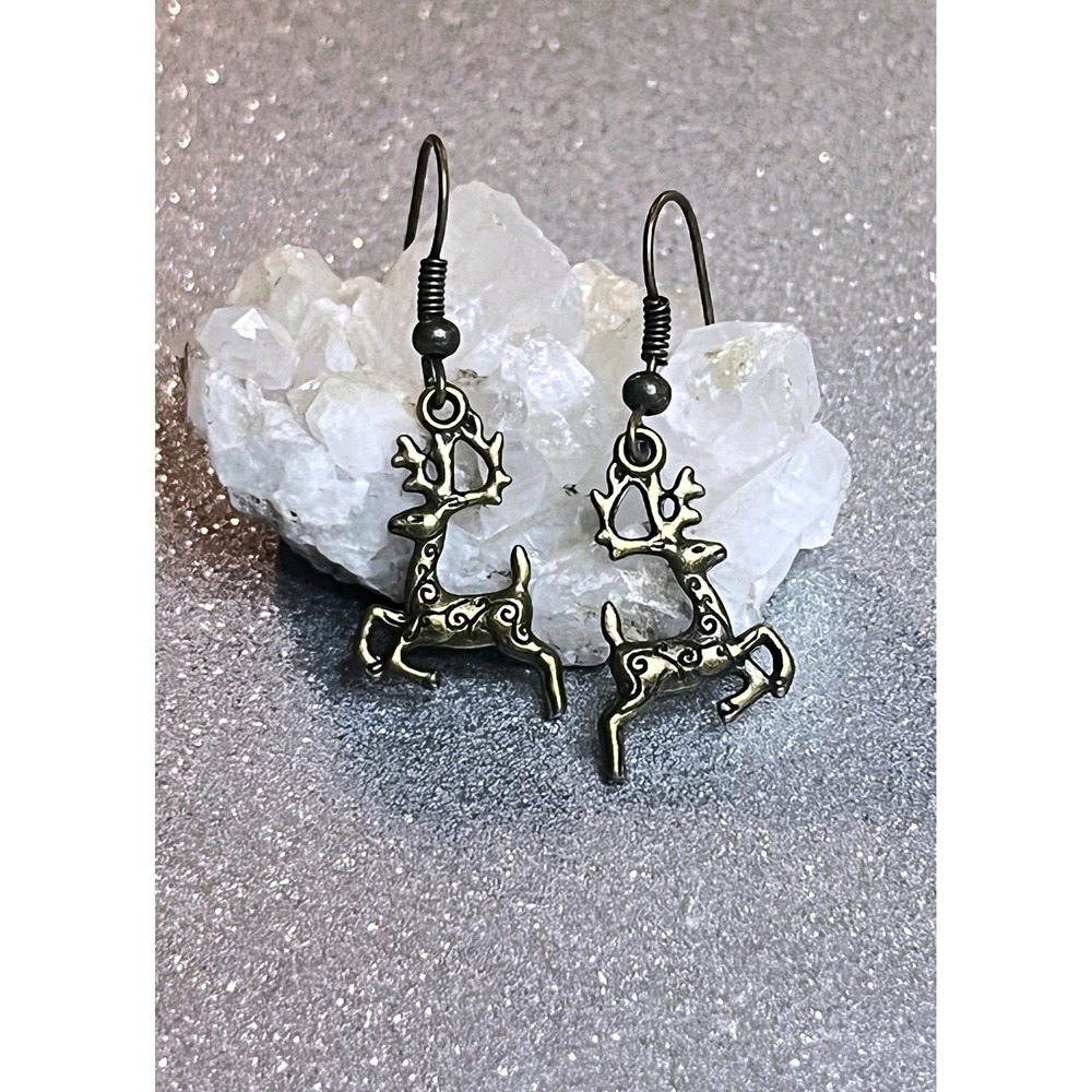 Bronze Reindeer Deer Animal Earrings -Christmas-Holiday-Gift-Outdoor Jewelry-New